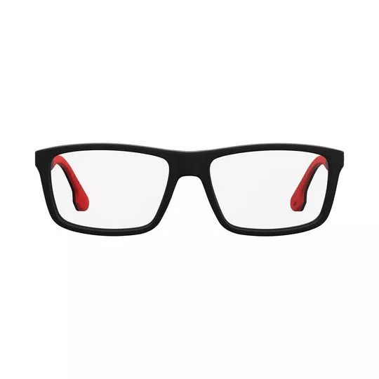 Armação Retangular Para Óculos De Grau- Preta & Vermelha- Carrera
