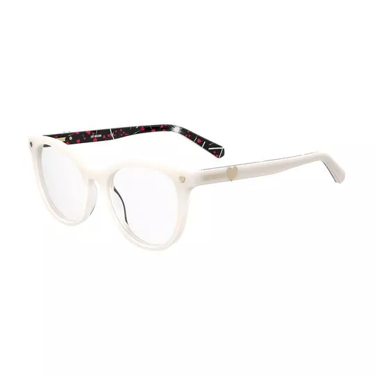 Armação Arredondada Para Óculos De Grau- Off White & Preta- Love Moschino