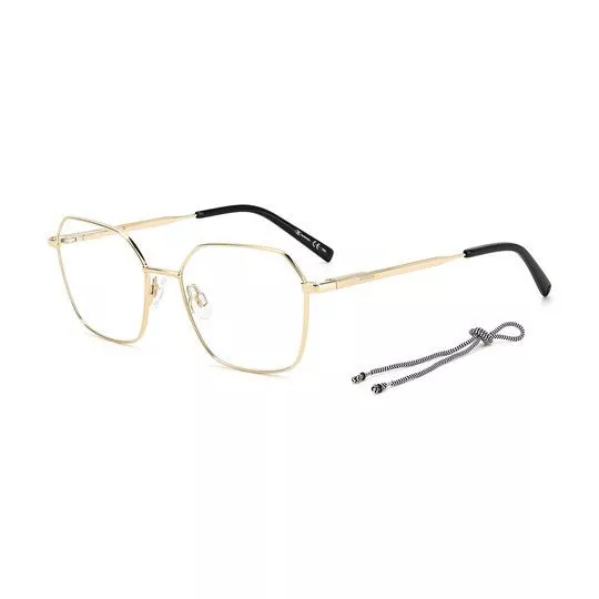 Armação Quadrada Para Óculos De Grau- Dourada & Preta- M. Missioni