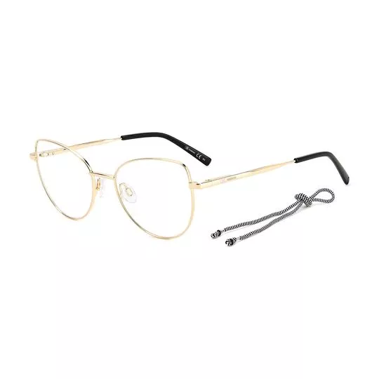 Armação Gatinho Para Óculos De Grau- Dourada & Preta- M. Missioni