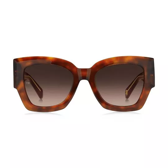 Óculos De Sol Quadrado- Vinho & Marrom- Tommy Hilfiger