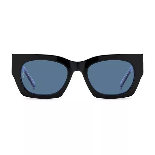 Óculos De Sol Retangular- Preto & Azul Escuro- M. Missioni