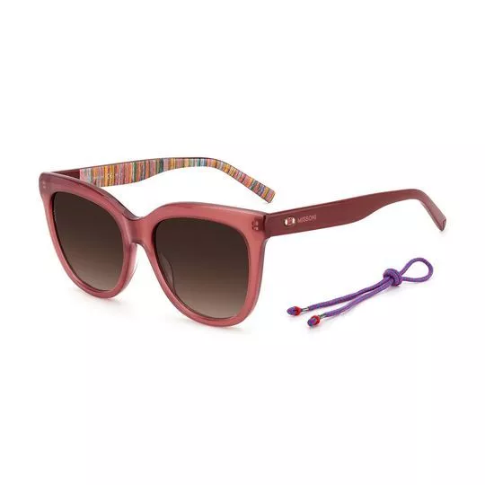 Óculos De Sol Quadrado- Rosa Escuro & Amarelo Claro- M. Missioni