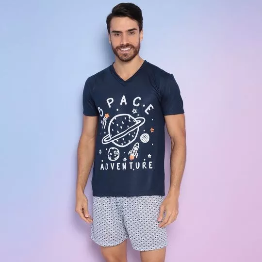 Pijama Space Adventure- Azul Marinho & Branco- Zulai