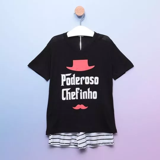 Pijama Poderosa Chefinho- Preto & Vermelho- Zulai