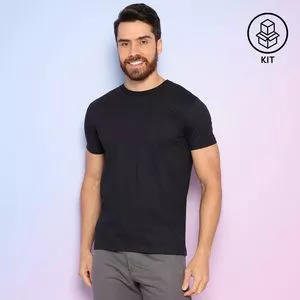 Kit De Camisetas Básicas<BR>- Preto<BR>- 3Pçs