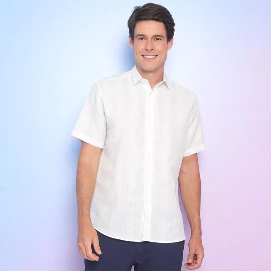 Camisa Listrada- Off White & Azul Claro