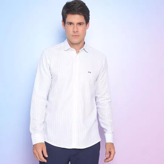 Camisa Listrada- Branca & Azul Claro