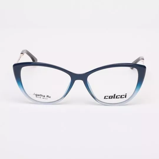 Armação Gatinho Para Óculos De Grau- Azul Marinho & Dourada- Colcci