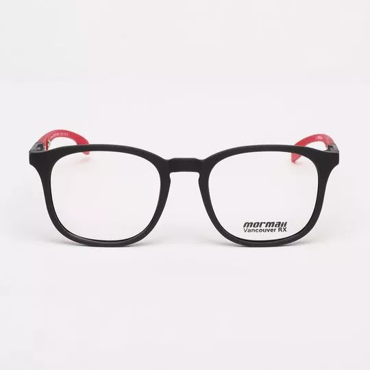 Armação Arredondada Para Óculos De Grau- Preta & Vermelha- Mormaii
