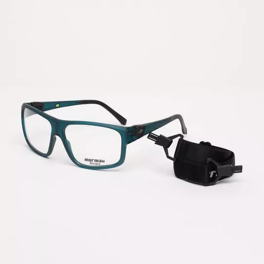 Armação Retangular Para Óculos De Grau- Azul Turquesa & Preta- Mormaii