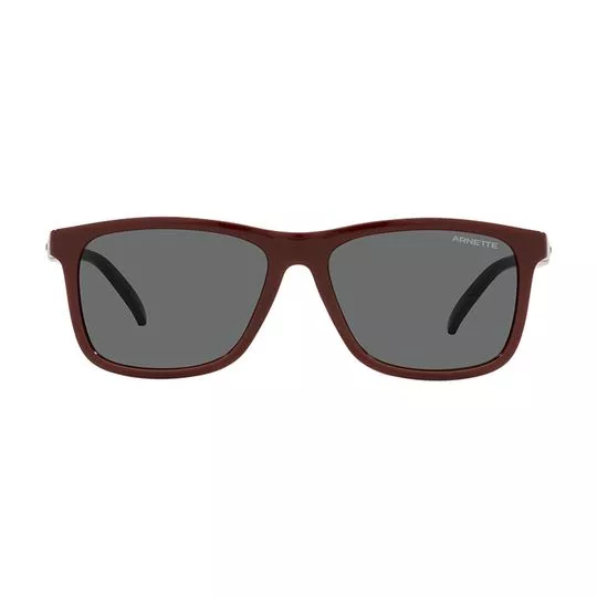 Óculos De Sol Retangular- Cinza Escuro & Vermelho Escuro- Arnette