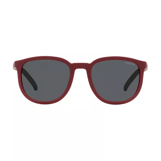 Óculos De Sol Arredondado- Vermelho Escuro & Preto- Arnette