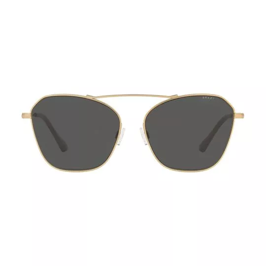 Óculos De Sol Arredondado- Dourado & Preto- Grazi Massafera