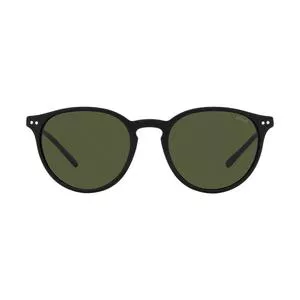 Óculos De Sol Arredondado<BR>- Preto & Verde Escuro<BR>- Polo