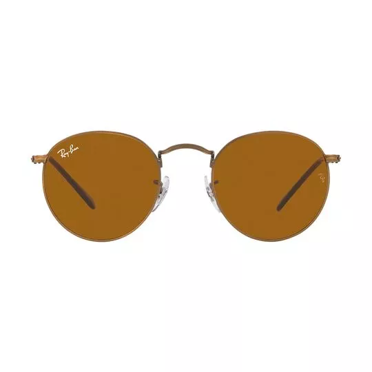 Óculos De Sol Redondo- Dourado & Marrom- Ray Ban