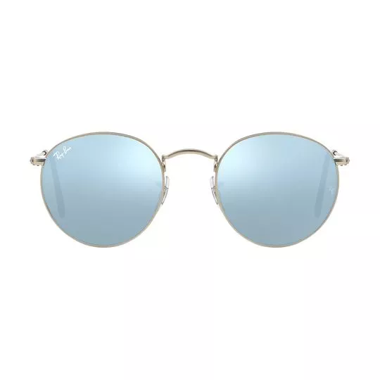 Óculos De Sol Redondo- Prateado & Azul- Ray Ban
