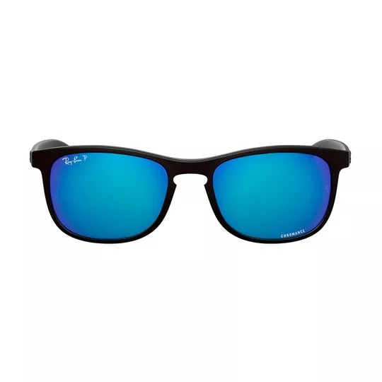 Óculos De Sol Retangular- Preto & Azul- Ray Ban