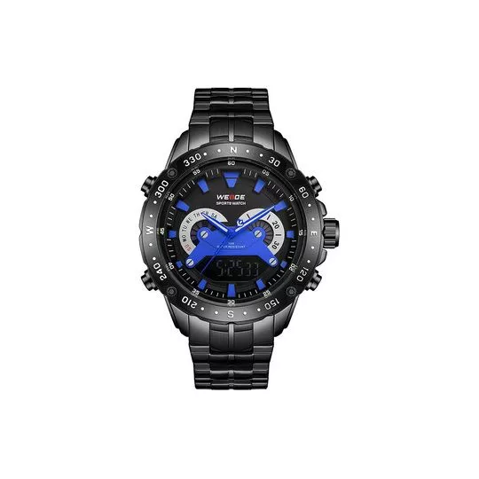 Relógio Analógico & Digital A10742- Preto & Azul Escuro- Weide
