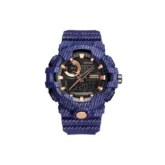 Relógio Analógico & Digital A11888- Azul Escuro & Preto- Weide