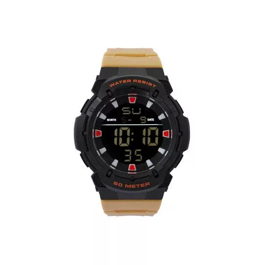 Relógio Digital TG30012- Preto & Bege- Tuguir