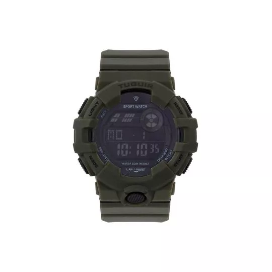 Relógio Digital TG30022- Verde Militar & Preto- Tuguir
