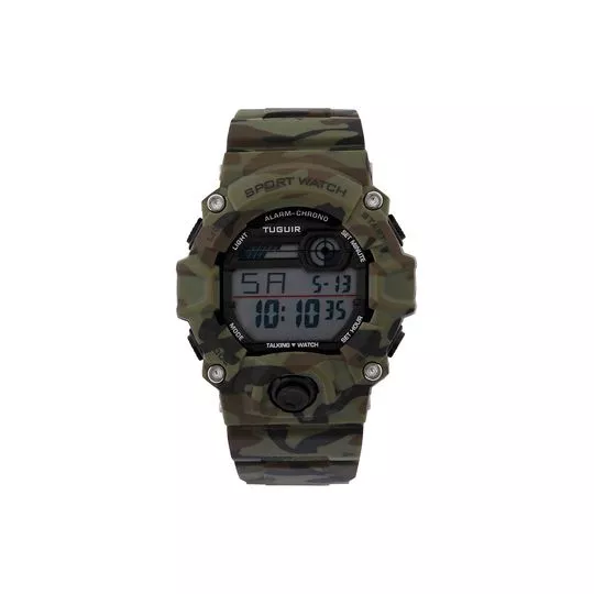 Relógio Digital TG30024- Verde Militar & Marrom- Tuguir