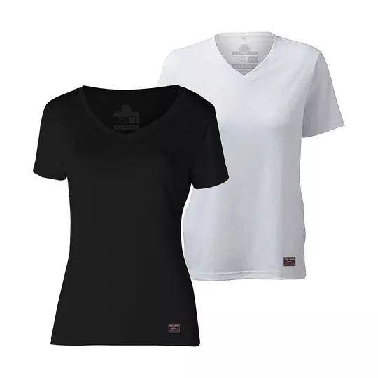 Kit De Camisetas Com Básicas- Branco & Preto- 2Pçs
