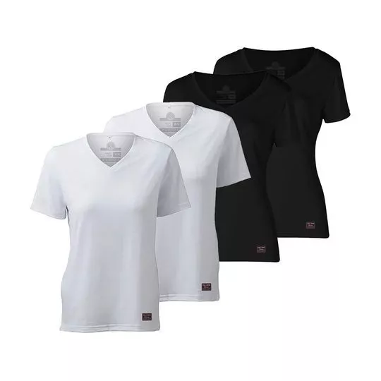 Kit De Camisetas Com Básicas- Branco & Preto- 4Pçs
