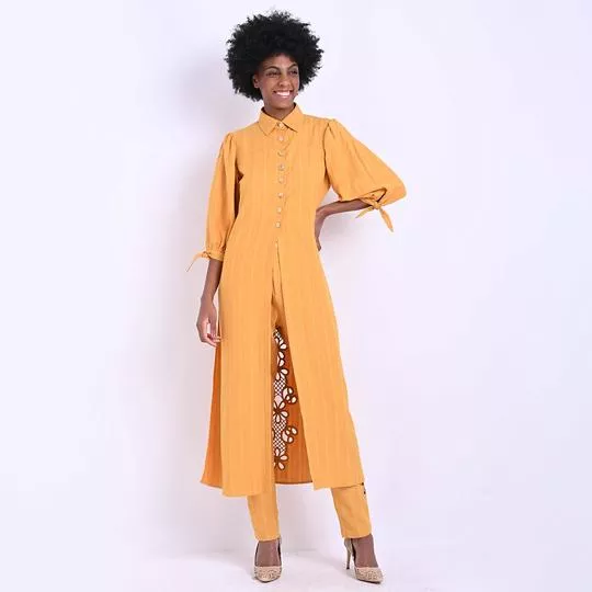 Kimono Listrado- Amarelo Claro & Amarelo Escuro