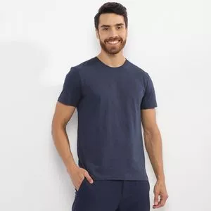 Camiseta Em Mescla<BR>- Azul Marinho