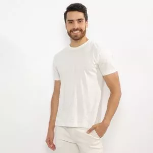 Camiseta Em Botonê<BR>- Off White