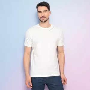 Camiseta Com Inscrição<BR>- Off White & Preta