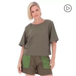 Camiseta Lisa<BR>- Verde Militar<BR>- Maria Valentina