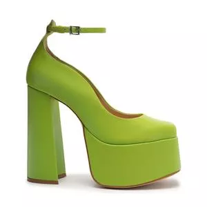 Sapato Meia Pata Liso<BR>- Verde<BR>- Salto: 14cm