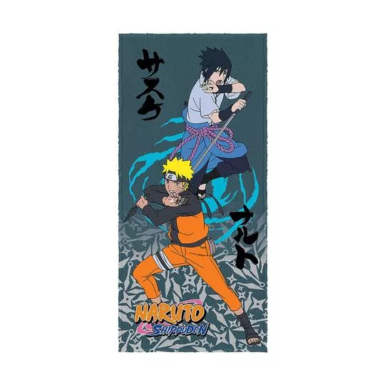 Toalha Para Banho Naruto®- Azul Marinho & Laranja- 60x120cm- Lepper