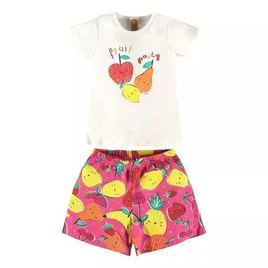 Pijama Frutinhas- Branco & Rosa- Up Baby & Up Kids
