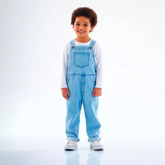 Jardineira Jeans Com Bolso- Azul- Up Baby & Up Kids