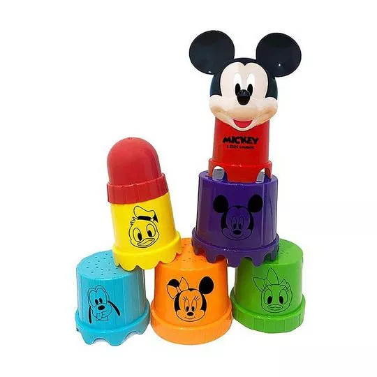 Copinhos De Empilhar Mickey®- Vermelho & Lilás- 31,5x12,5x11,7cm- Yes Toys