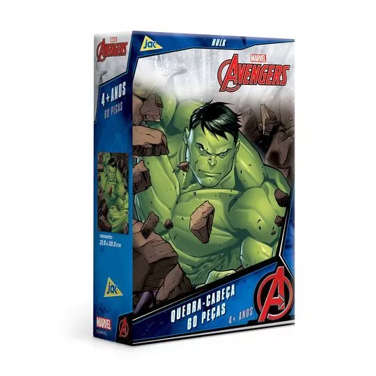 Quebra-Cabeça Os Vingadores Hulk®- Verde & Marrom- 60Pçs- Toyster