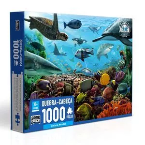 Quebra-Cabeça Criaturas Marinhas<BR>- Azul & Verde<BR>- 1000Pçs<BR>- Toyster