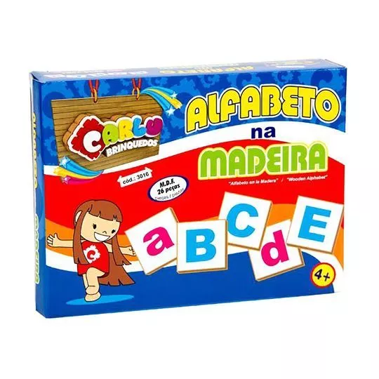 Alfabeto De Madeira- Azul & Vermelho- 26Pçs- Toyster