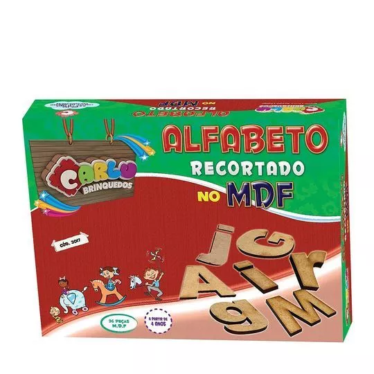 Alfabeto De Madeira- Bege- 36Pçs- Toyster
