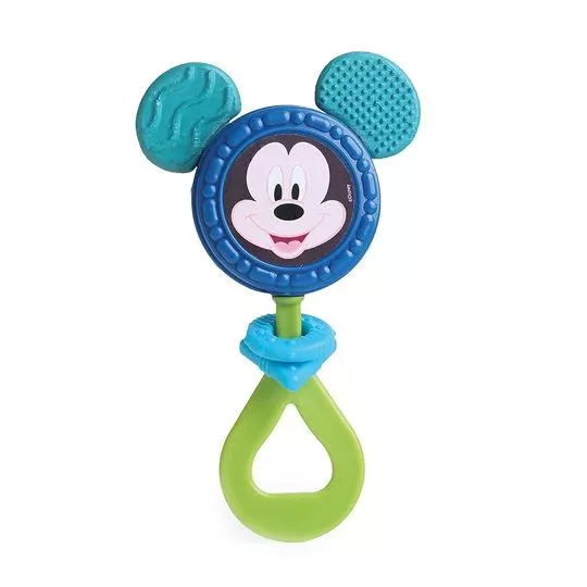 Chocalho Para Bebe Mickey®- Azul & Verde- 22x16,5x2,5cm- Elka