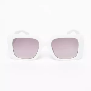 Óculos De Sol Quadrado<BR>- Branco & Marrom<BR>- Planet Girls