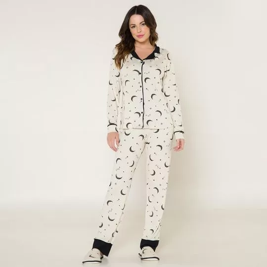 Pijama Luas- Off White & Preto