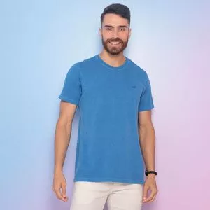 Camiseta Com Tag<BR>- Azul