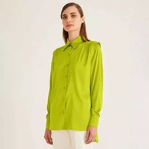 Camisa Com Recortes<BR>- Verde Limão