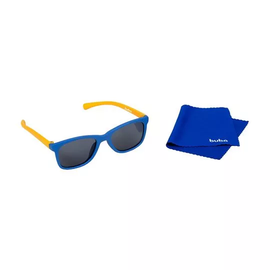 Óculos De Sol Retangular- Azul & Laranja- Buba