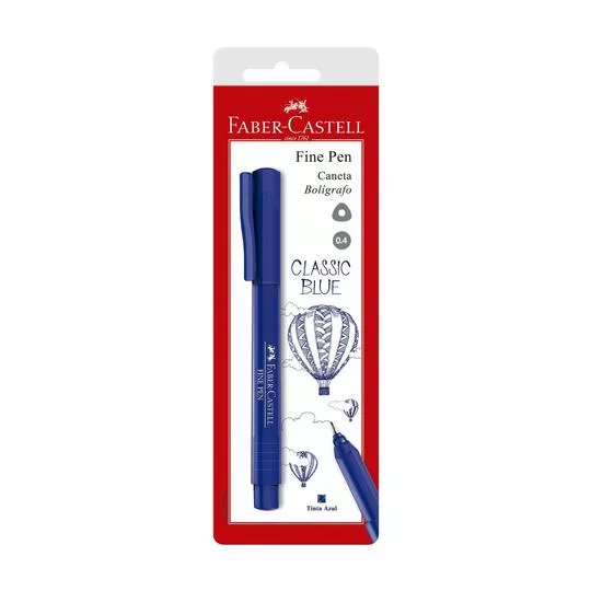 Caneta Fine Pen- Azul- Ponta: 0.4mm- Faber Castell